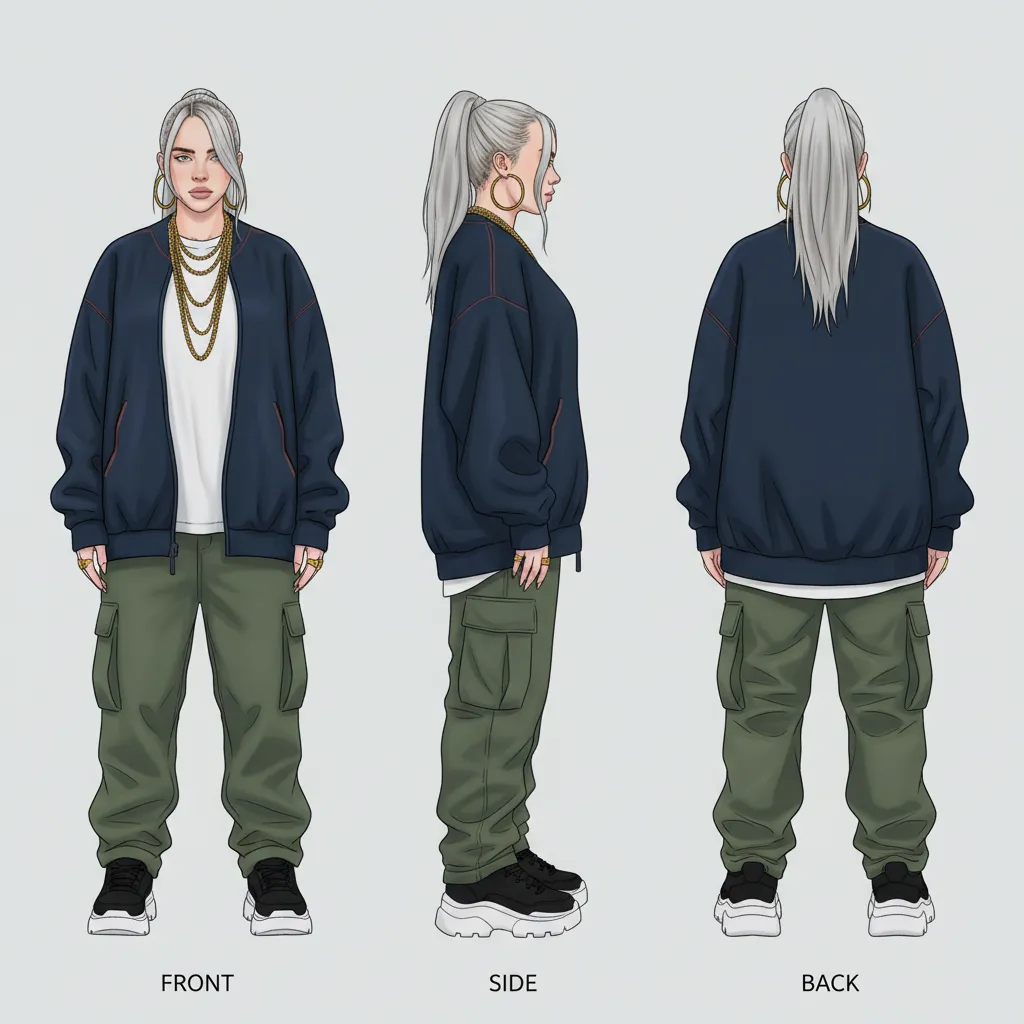 Three-View Character Sheet example